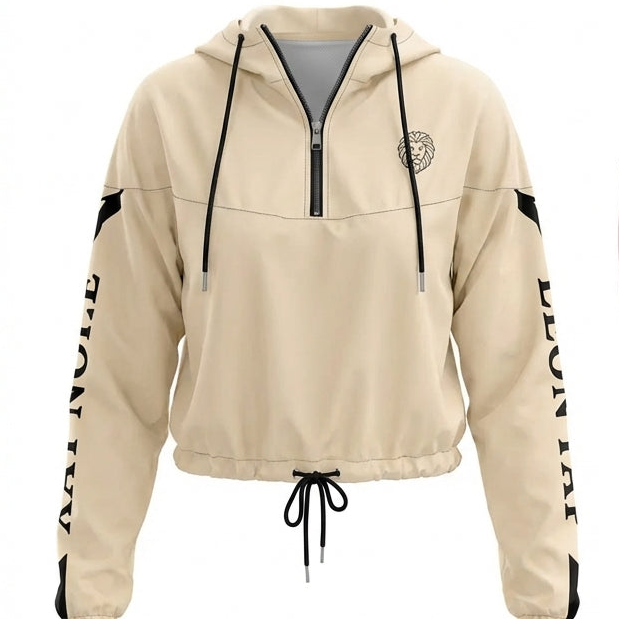 Sancte Leone Champagne Cropped Windbreaker – Lightweight Minimalist Streetwear Jacket Sancte Leone
