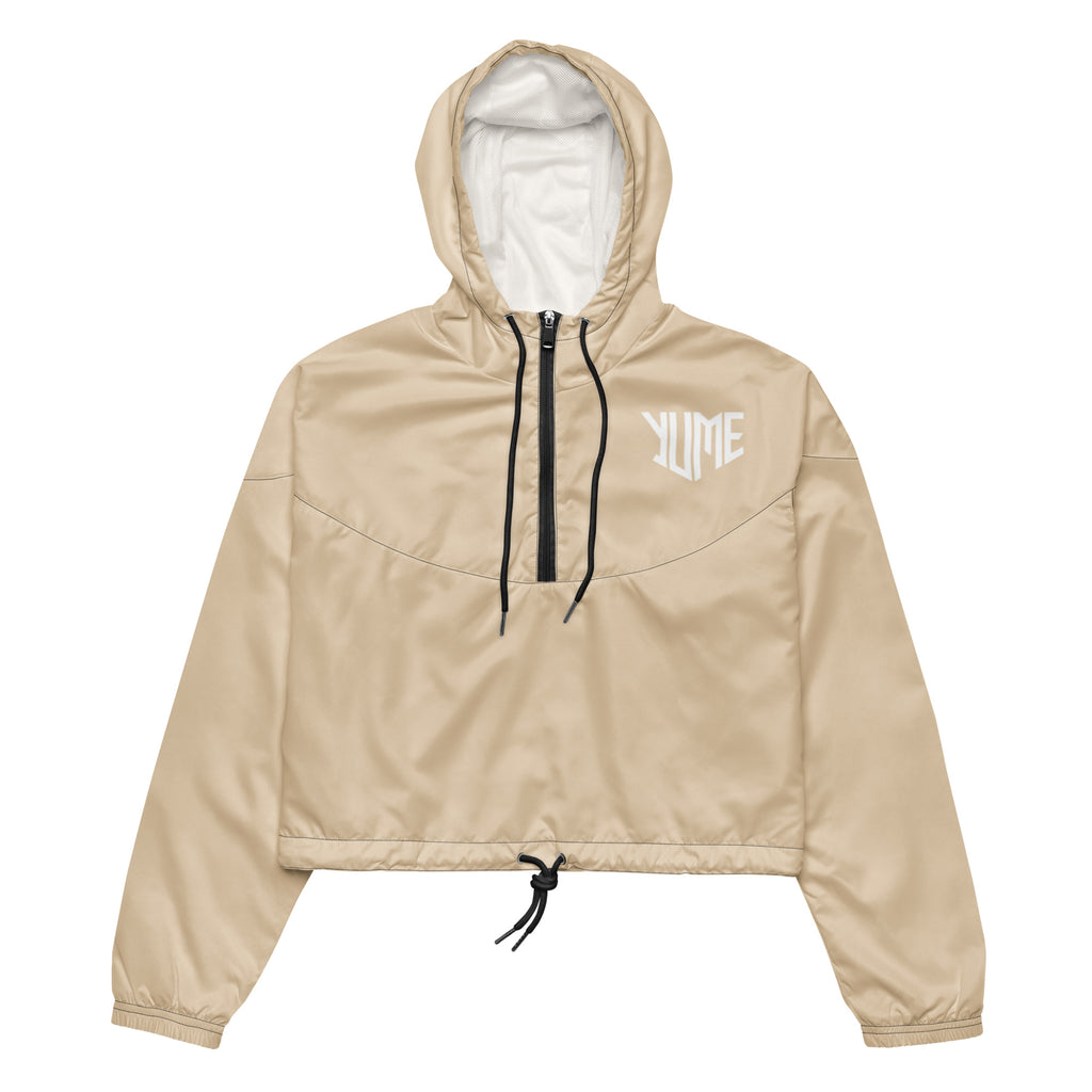 YUME Women’s Champagne Cropped Windbreaker – Lightweight Streetwear Jacket