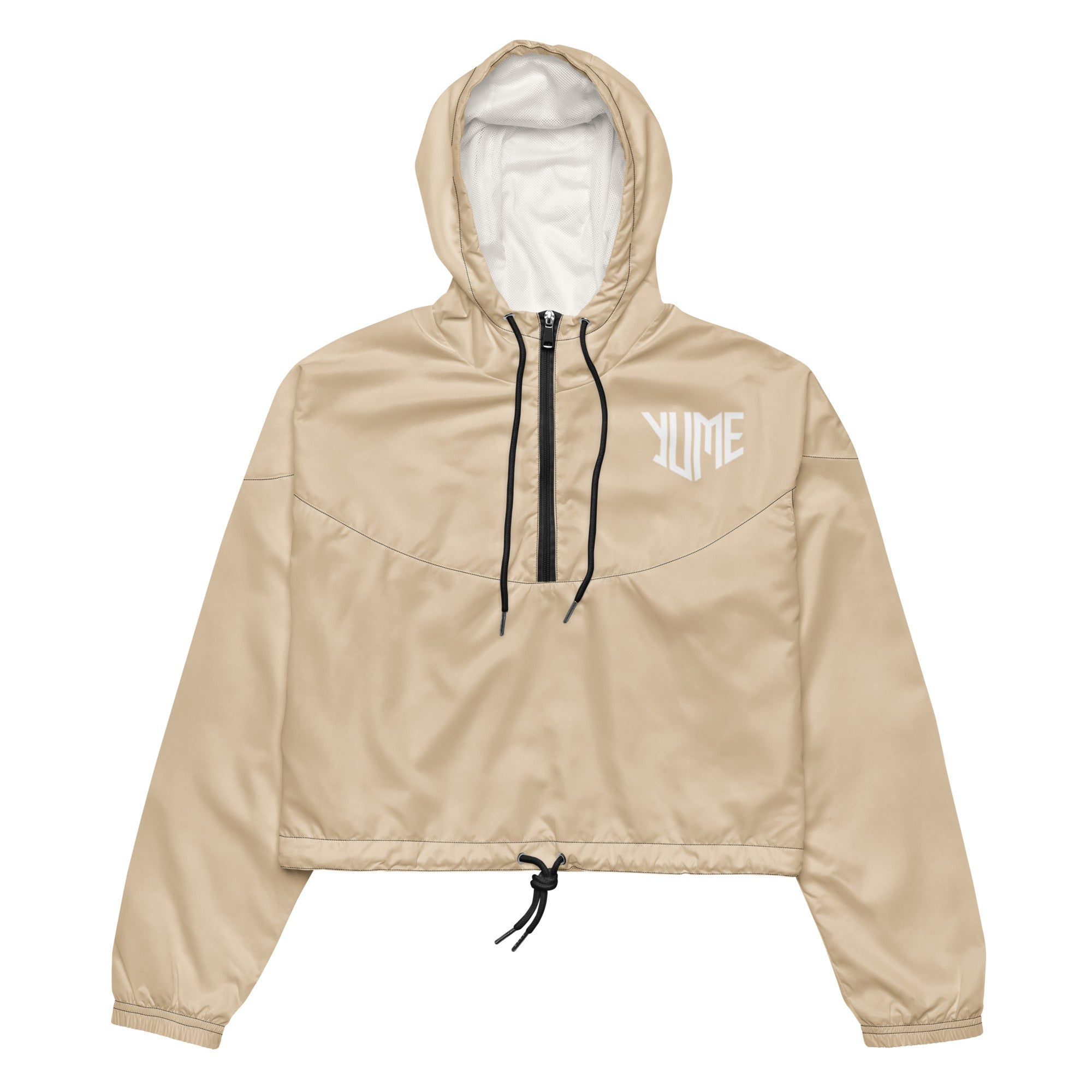 YUME Women’s Champagne Cropped Windbreaker – Lightweight Streetwear Jacket