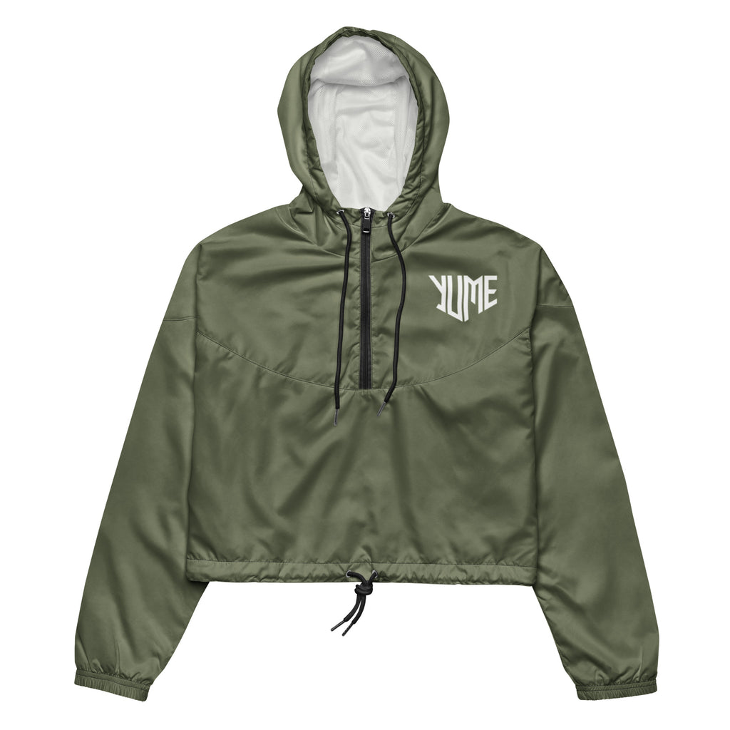 YUME Women’s Meadow Green Cropped Windbreaker – Lightweight Streetwear Jacket