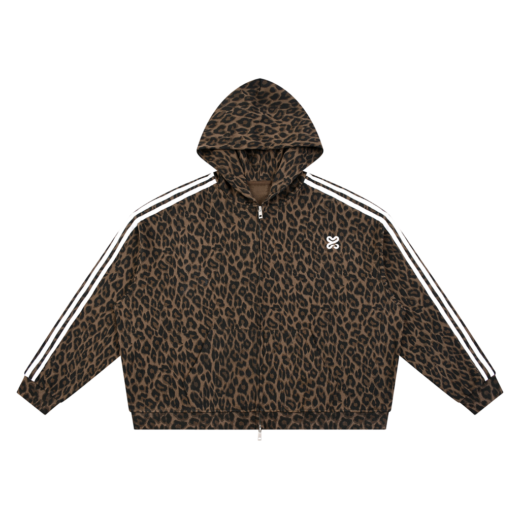 Leopard,Full,Zip,Hoodie,Men,Women,Yume,Print,Top
