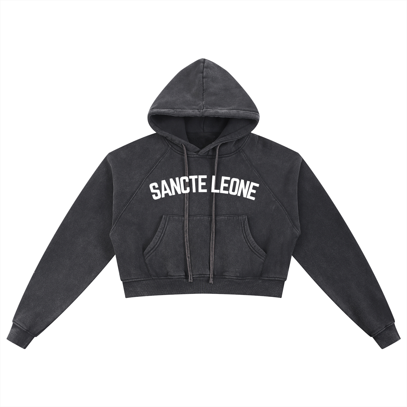 Sancte Leone Snow Washed Cropped Hoodie – Vintage Wash Streetwear Pullover