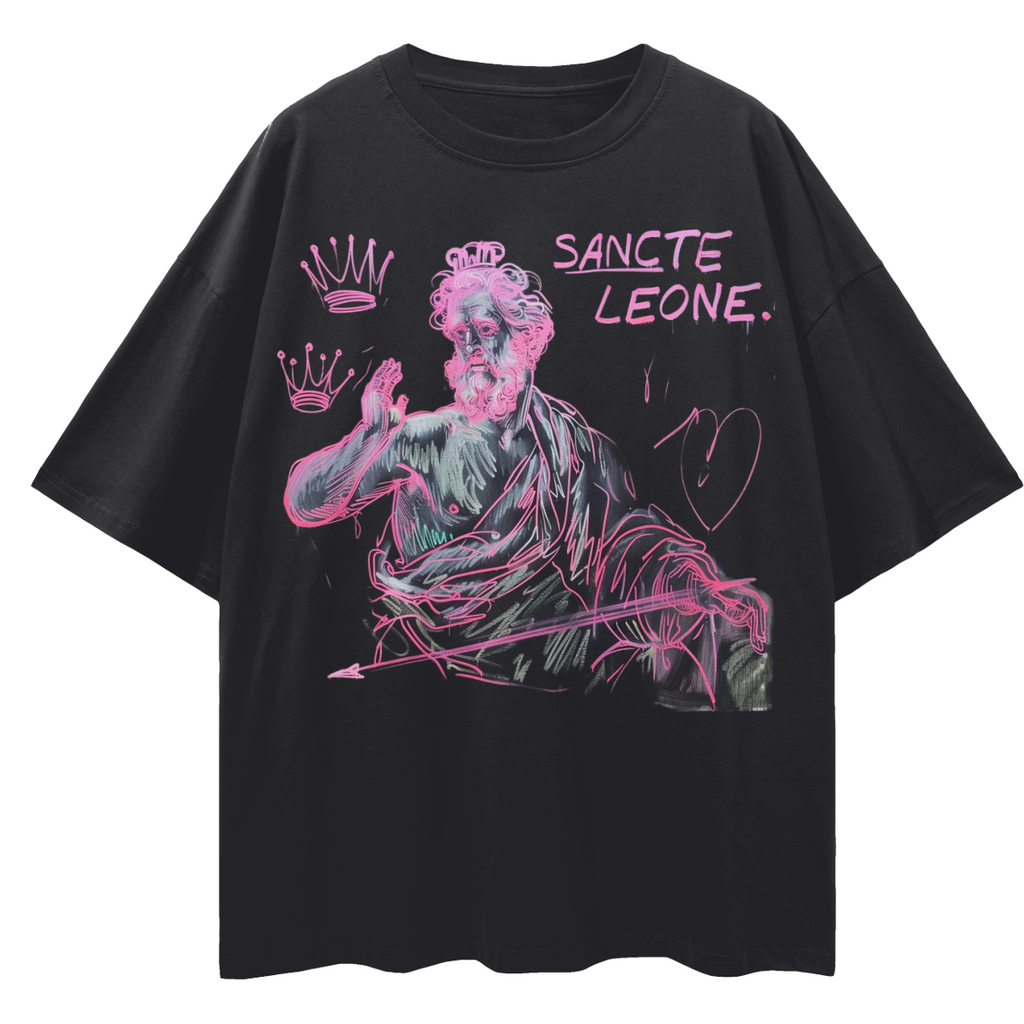 Sancte Leone “King Leone” Oversized T-Shirt – Drop Shoulder Streetwear Graphic Tee