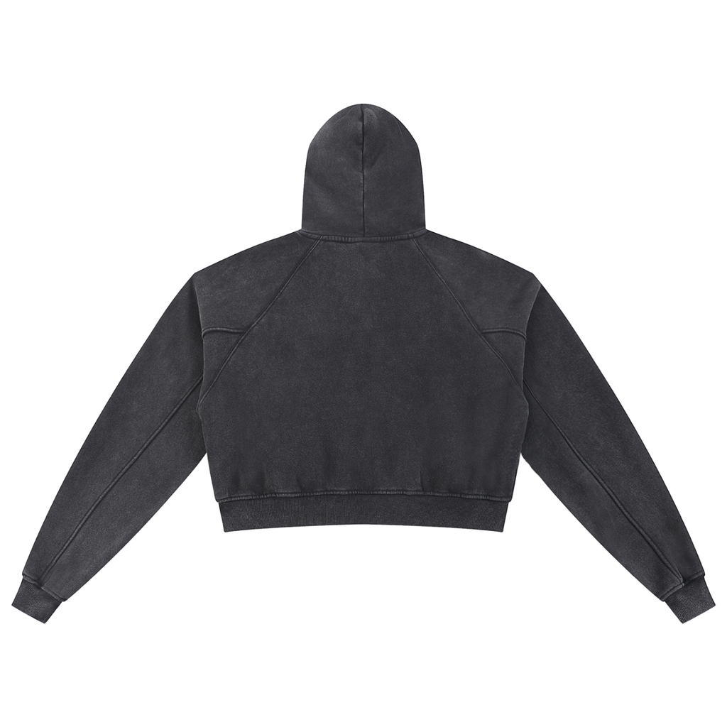 Sancte Leone Snow Washed Cropped Hoodie – Vintage Wash Streetwear Pullover